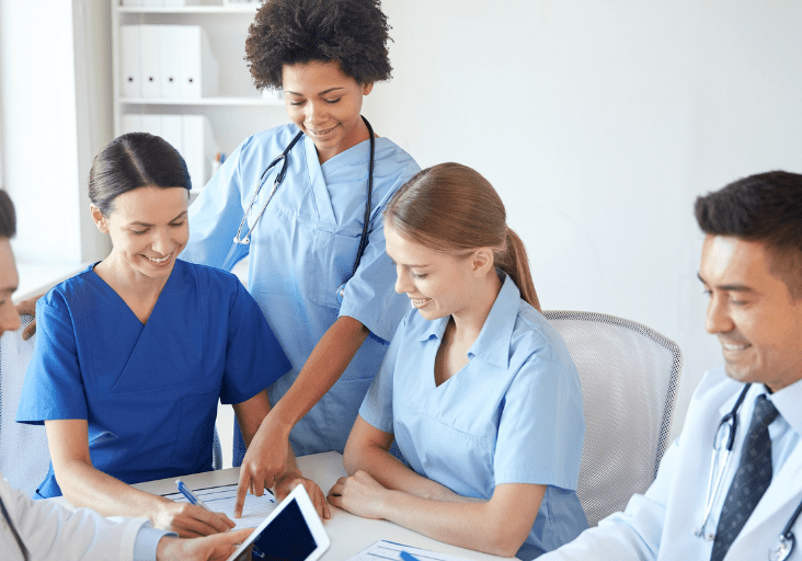 healthcare professionals working